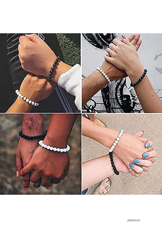 Couple Bracelets Mutual Attraction Magnetic Bracelet Matte Agate Bracelet Vows of Eternal Love Matching Relationship Beads Bracelet for Boyfriend Girlfriend Him and Her Lover Couples Gifts