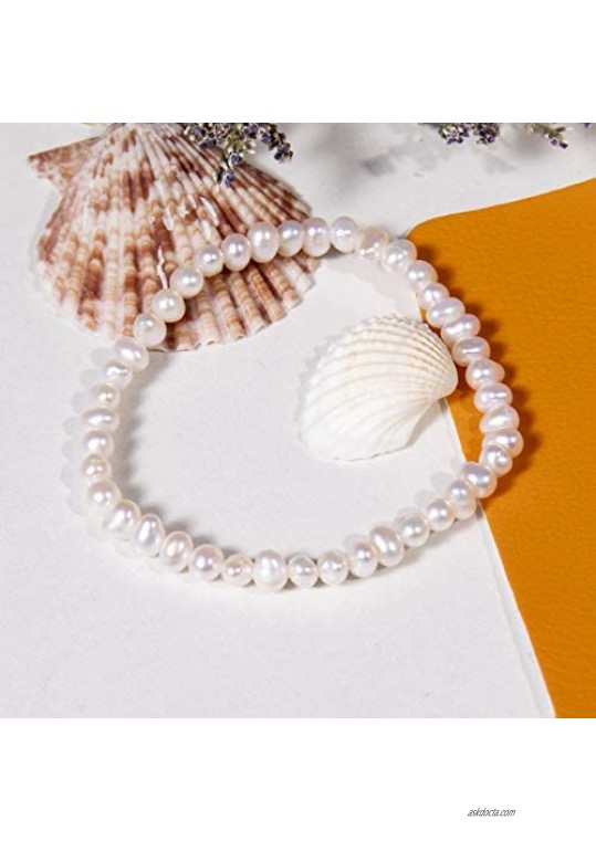 Cowlyn Pearl Bracelet Baroque Culture Stretch String Handmade Charm Fashion Valentine Jewelry for Women