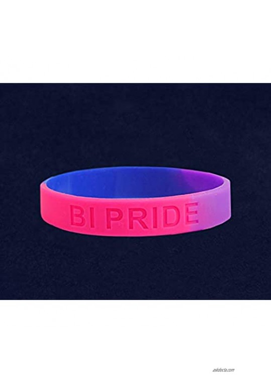 Fundraising For A Cause Bisexual Gay Pride Silicone Bracelets - Purple/Blue/Pink BI Pride Flag Rubber Wristbands