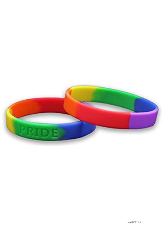 Fundraising For A Cause | Silicone Rainbow Pride Flag Bracelets - Adult Pride Bracelets LGBTQ Bracelets for Women & Men!
