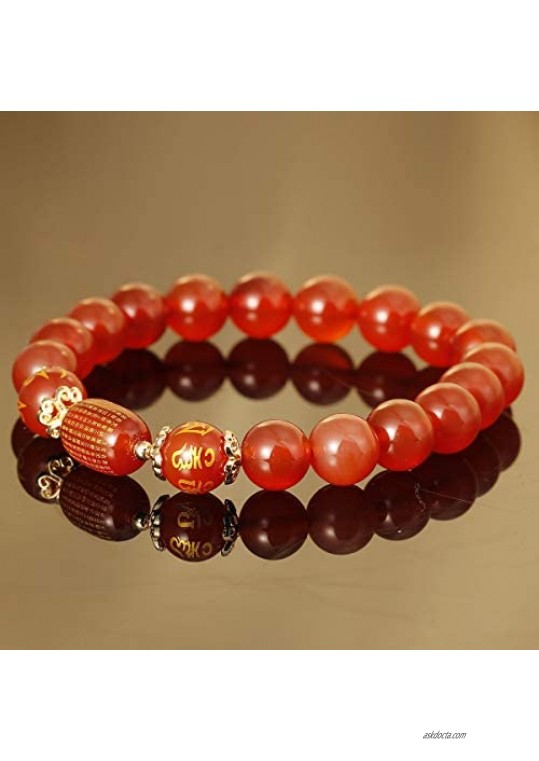 Jewever Natural Agate Elastic Bracelets 10mm Bead Feng Shui Wealth Lucky Charm for Men Women Jewelery