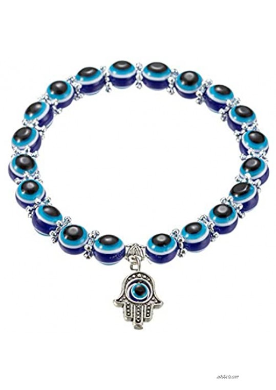 kelistom Evil Eye Bead Bracelet for Women Men  Blue Eye Colorful Beaded Stretch Bracelets for Women Men Teens Amulet for Protection  Health and Good Luck