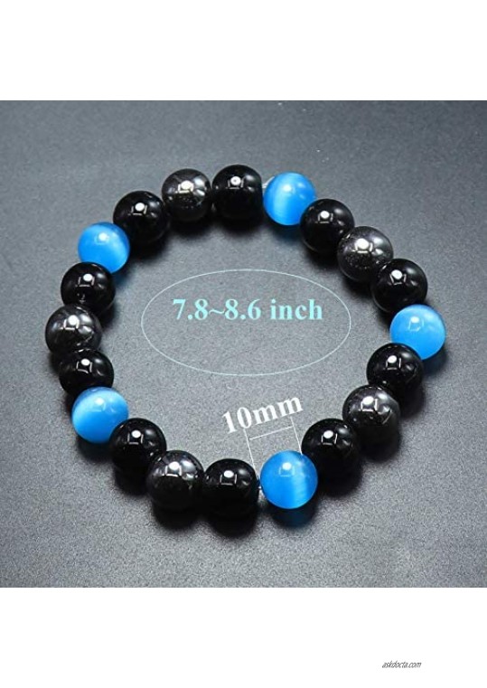KSQS Triple Protection Bracelet for Protection - Bring Luck and Prosperity Hematite Beads+Black Obsidian+Tiger's Eye Stone Bracelets