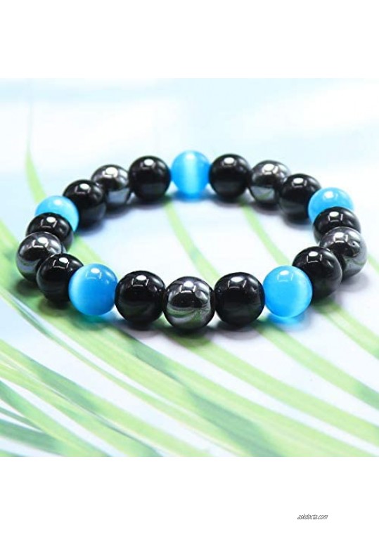 KSQS Triple Protection Bracelet for Protection - Bring Luck and Prosperity Hematite Beads+Black Obsidian+Tiger's Eye Stone Bracelets