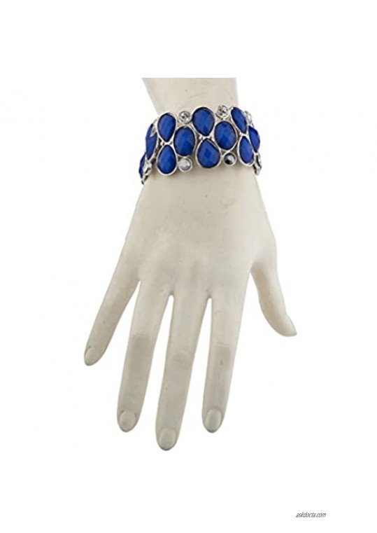 Lux Accessories Crystal Teardrop Shimmer Stone Stretch Bracelet