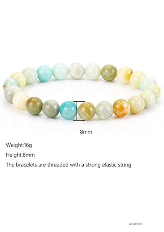 Natural Gemstones Bracelet 8mm Chakra Round Beads Energy Power Crystal Reiki Healing Elastic Stretch 7 Inch Unisex(ite)