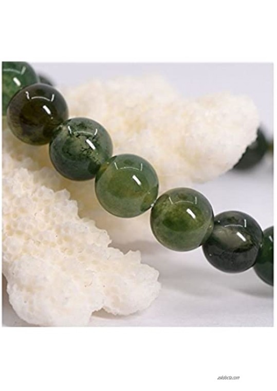 Natural Moss Agate Gemstone Bracelet 7 inch Stretchy Chakra Gems Stones Healing Crystal Energy Quartz Rocks GB8-25