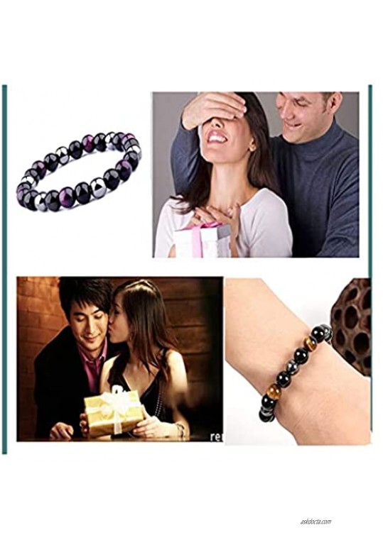 Rustenhof Triple Protection Bracelet for Protection - Bring Luck and Prosperity Hematite Beads+Black Obsidian+Tiger's Eye Stone Bracelets