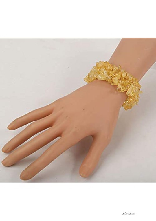 YACQ Gemstone Stretch Cuff Bracelet 5 Layer Braided Birthstone Celestial Chunky Chakra Bracelet Handmade Jewelry for Women Teen Girls 7.5