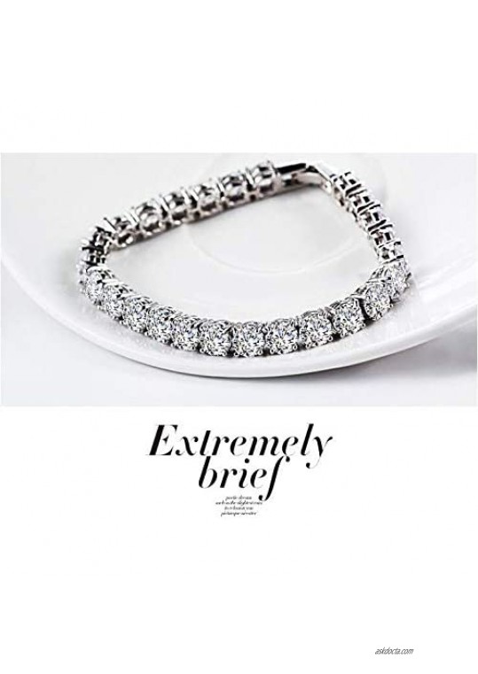 17.5cm Amazing Quality Zircon Diamond Tennis Bracelet 18K White Gold Plated Roman Bracelets for Women Fashion Bangles Jewelry
