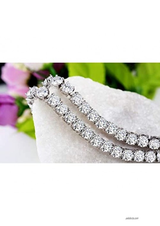17.5cm Amazing Quality Zircon Diamond Tennis Bracelet 18K White Gold Plated Roman Bracelets for Women Fashion Bangles Jewelry