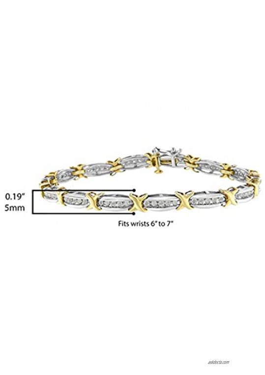 .925 Sterling Silver 1.0 Cttw Diamond Tapered & X-Link 7 Tennis Bracelet (I2-I3 Clarity) - Choice of Metal & Diamond Colors