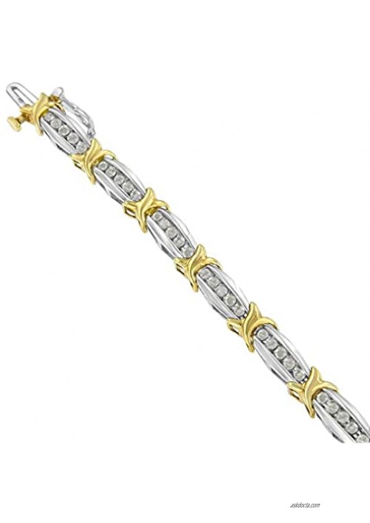 .925 Sterling Silver 1.0 Cttw Diamond Tapered & X-Link 7 Tennis Bracelet (I2-I3 Clarity) - Choice of Metal & Diamond Colors