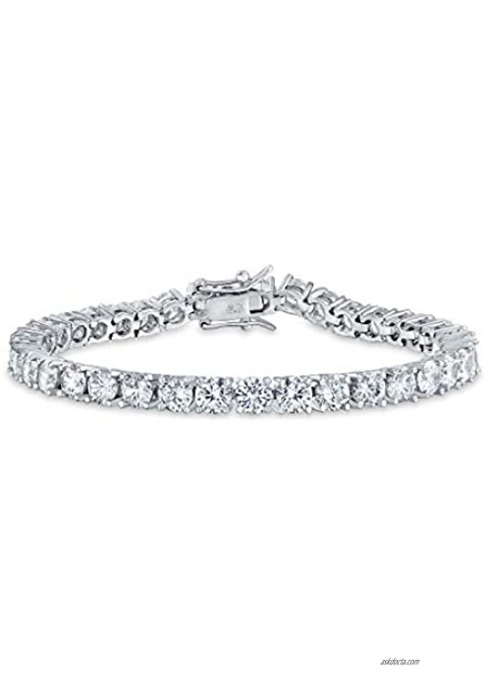 Bling Jewelry 18CT Wedding Tennis Bracelet for Women Round Solitaire CZ Simulated Emerald Clear Cubic Zirconia 925 Sterling Silver