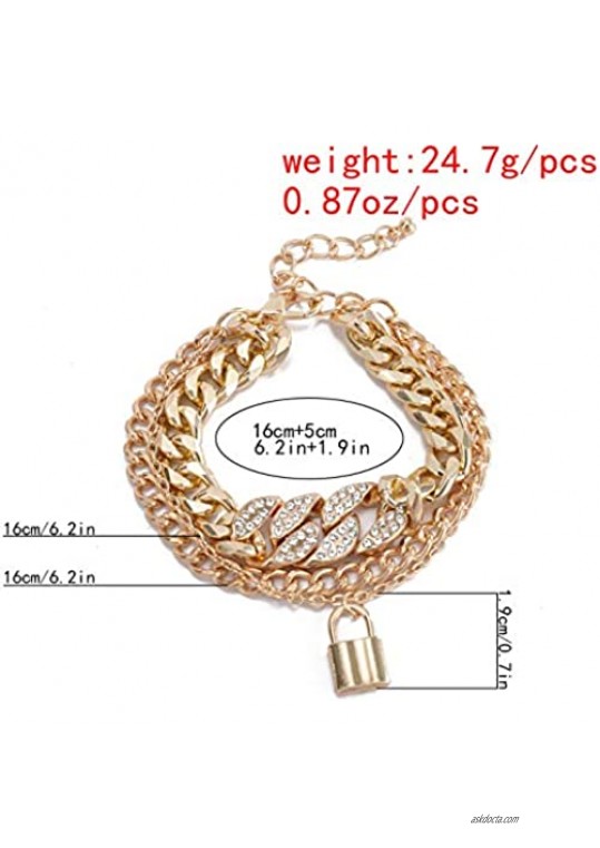 Dainty Cuban Link Bracelet for Women Gold Tennis Bracelet Set for Teen Girls Aesthetics Jewelry