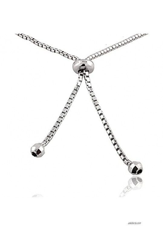 GemStar USA Sterling Silver Adjustable Pull-String Bracelet Made with Swarovski Elements