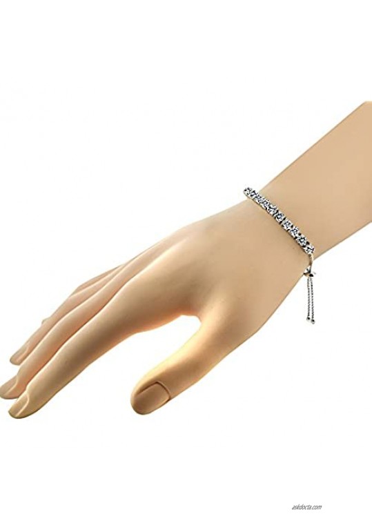 GemStar USA Sterling Silver Adjustable Pull-String Bracelet Made with Swarovski Elements