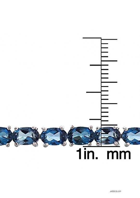 Ice Gems Sterling Silver London Blue Topaz 6x4mm Oval Tennis Bracelet