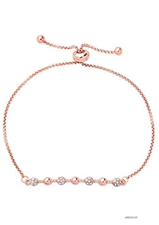 JOYID Delicated Crystal Bracelet Rose Gold Fully Adjustable Tennis Bracelet for Women Girls Jewelry