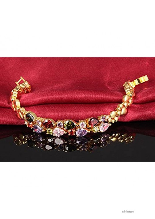 L & J Luxury Dual Layers Rhinestone Halo Diamond Cut AAA Tennis Bracelet for Women