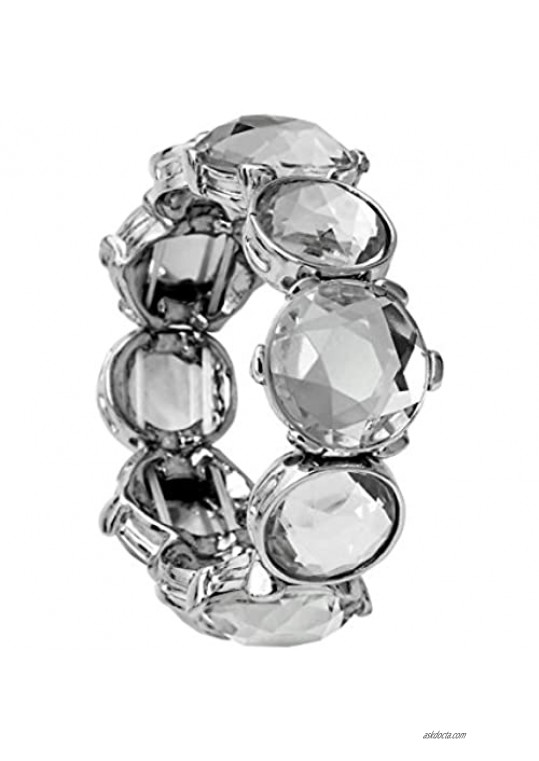 Lova Jewelry Radiant Twinkle Crystals Silver Tone Stretch Bracelet