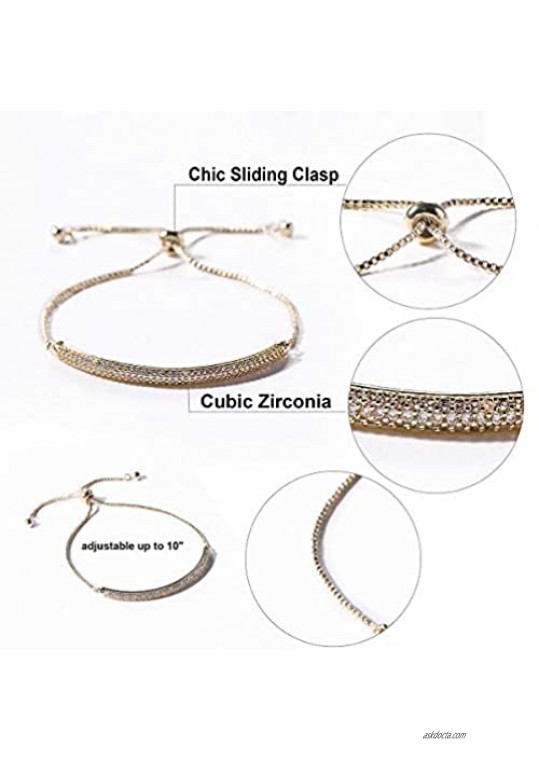 Miss Rabbit Cubic Zirconia Adjustable Bracelet with Prong Setting Crystal CZ Stones and Rhodium Gold Rose Gold Plating For Gift And Every Day Wear