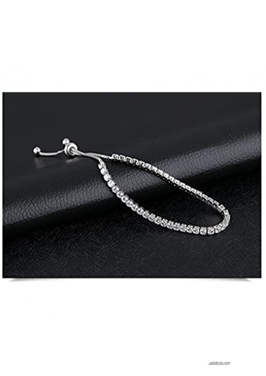 Moniya Adjustable Women Cubic Zirconia Tennis Bracelet Wedding Engagement Simulated Birthstone Jewelry