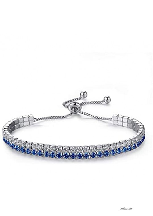 MRSXXNTY White Gold Plated Cubic Zirconia Adjustable Tennis Bracelet for Women Girls Fashion Jewelry Gift for Women Girls