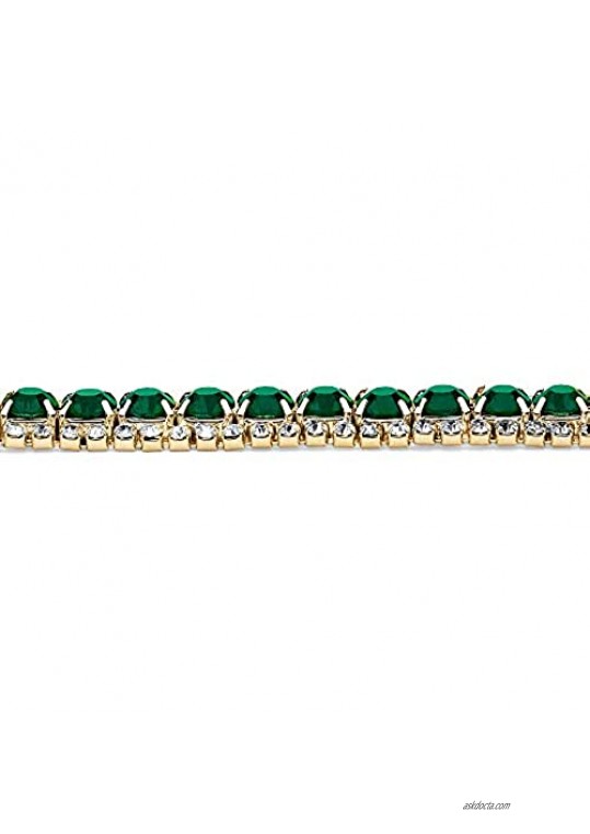 Palm Beach Jewelry Goldtone Round Simulated Birthstone and Crystal Tennis Bracelet 7 inches