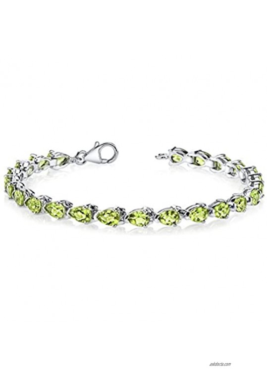 Peora Sterling Silver Stunning Teardrop Tennis Bracelet for Women  Pear Shape Natural and Created Gemstones  7.75 Inches