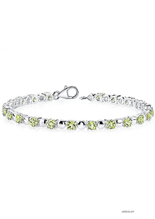 Peora Sterling Silver Stunning Tennis Bracelet for Women in Round Shape Natural and Created Gemstones  7.75 Inches