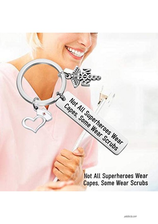 POTIY RN Gift Nurse Keychain Nurses Day Gift Doctor Nursing Jewelry Superheroes Nurse Life Keychain