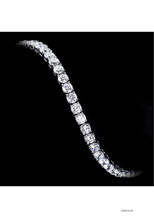 S-Quisite Sterling Silver CZ Tennis Bracelet - Beautiful 3mm - 4mm