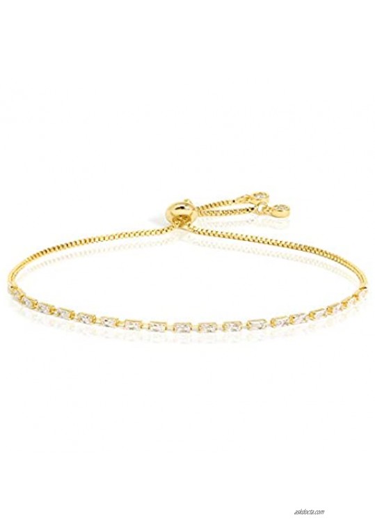 SM Women Fashion Rhinestone Charm Tennis Adjustable Pull String Bracelet Gold Silver Rose Gold Color