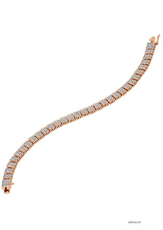 Square Link Tennis Bracelet with Diamonds in Plated Brass 7.25