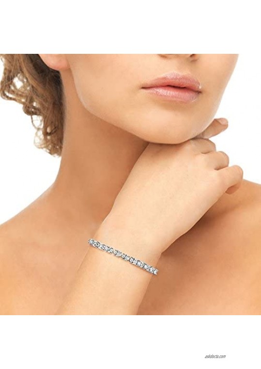 Sterling Silver Oval Adjustable Bracelet Made with AAA Zirconia