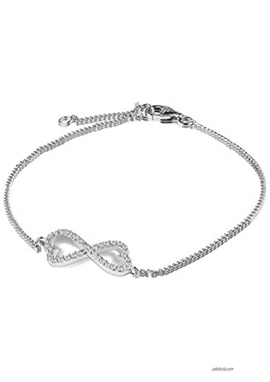 VANAXIN Platinum Plated 925 Sterling Silver Round Cut Cubic Zirconia Tennis Bracelet Bridesmaid Bracelets for Women 7.5''