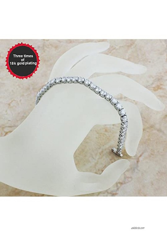 VPKJewelry 12.00 carat 4mm Clear Diamonique CZ 14k Gold Plated Tennis Bracelets Gold bracelet for Women