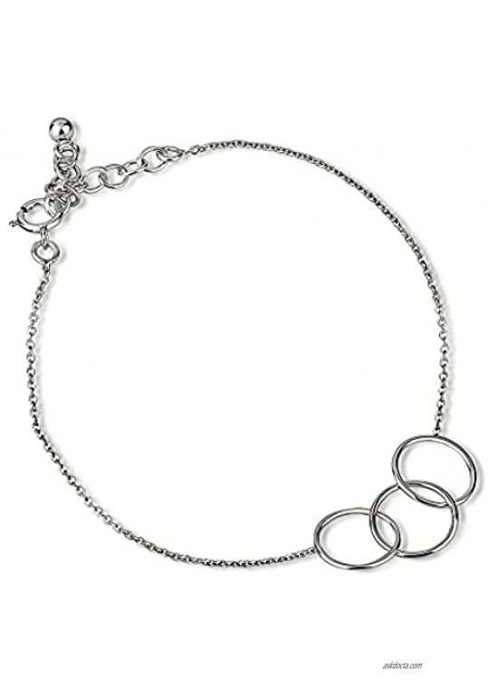 925 Sterling Silver Interlocking Infinite Rings Geometric Circles Wrap Bracelet  6.5-7.5 inches