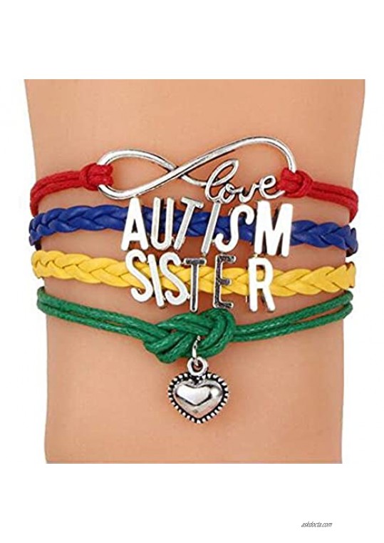 Casa De Novia Jewelry Infinity Love Autism Awareness Multi-Layer Wrap Handmade Rope Woven Strand Braided Bracelet for Mom/Aunt/Dad/Grandma/Nana/Sister