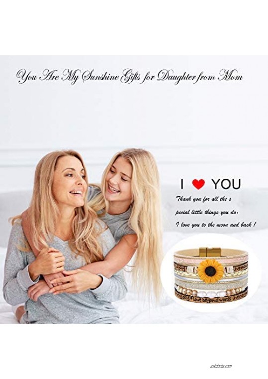 DESIMTION Sunflower Gifts for Teen Girls Tree of Life Jewelry Inspirational Leather Wrap Friendship Bracelets Gifts for Bestfriend Women