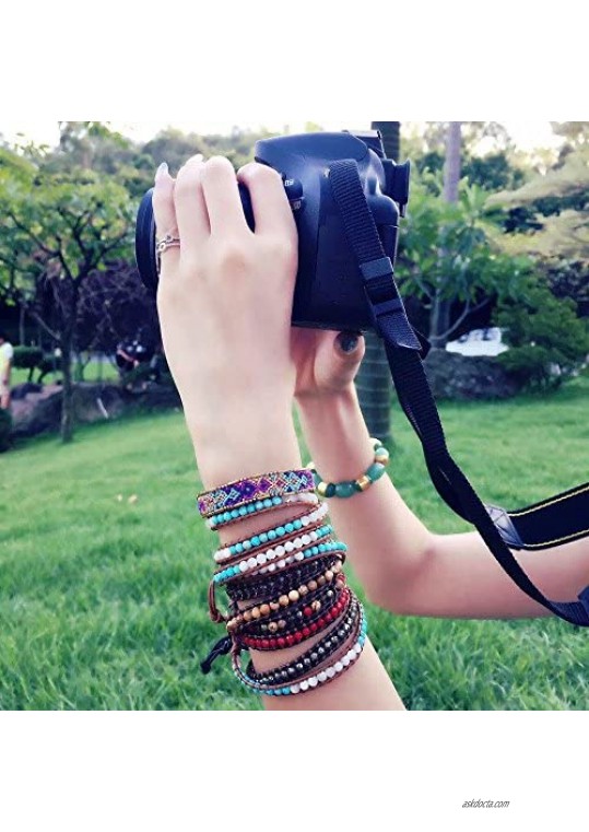 Genuine Leather Wrap Crystal Bead Bracelets For Women Teen Girls Adjustable Best Friend Multicoloured Beaded Bracelet 3