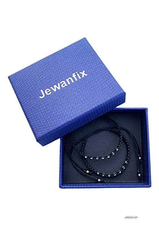 Jewanfix 2pcs Waterproof Braided Wax Rope Friendship Bracelets Handmade Bead Adjustable String Bracelets for Women Girls