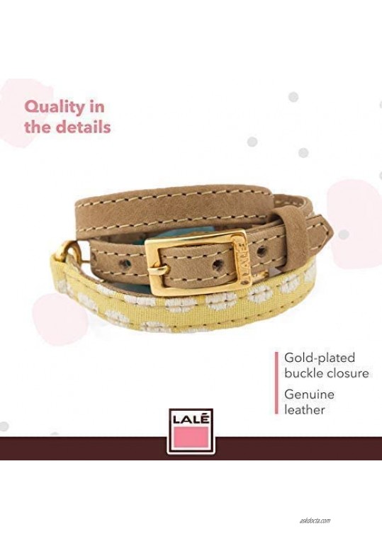 LALÉ Woman wrap Genuine Leather and semiprecious Stone Bracelet | Twists Three Times Around The Wrist | Ironwork Plated in Gold Buckle | Adjustable Size | Handmade Jewelry