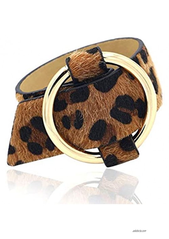 Leopard Bracelets for Women Metal Pipe Charm Multilayer Wide Leather Wrap Retro Wide Wrap Bangle