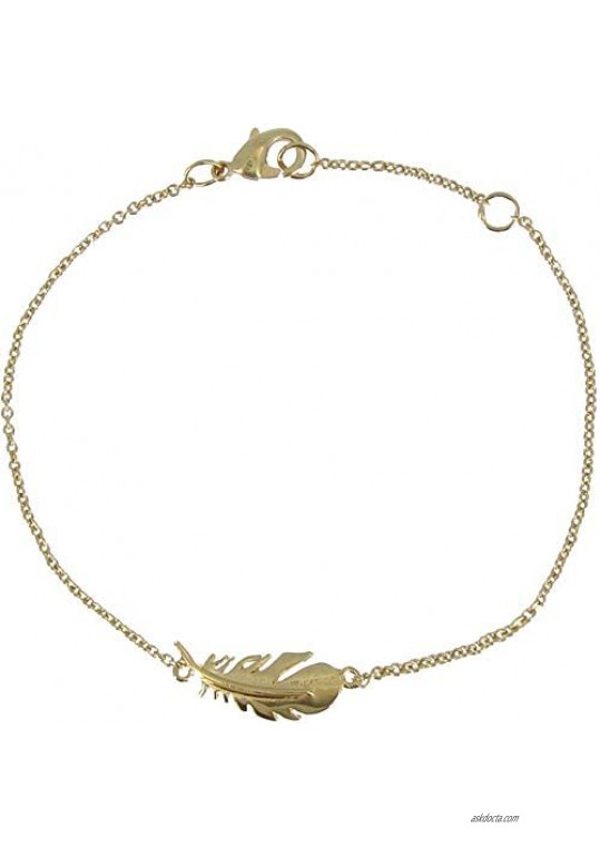 Les Poulettes Jewels - Gold Plated Bracelet with Bird Feather