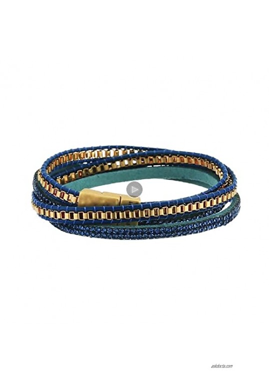 Lonna & Lilly Women's Magnetic Wrap Bracelet Blue