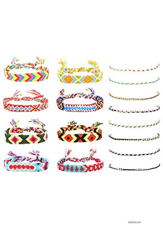 LOYALLOOK 16PCS Friendship Braided Bracelet for Women Handmade Colorful Wrap Bracelet Bohemia Woven Anklet Bracelet Hair Accessories