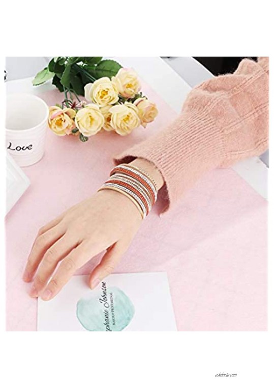 LOYALLOOK 2Pcs Boho Multilayer Leather Cuff Bracelet for Women Wrap Bangle Wrist Braided Magnetic Casual Bracelet for Wife Girlfriend Mother