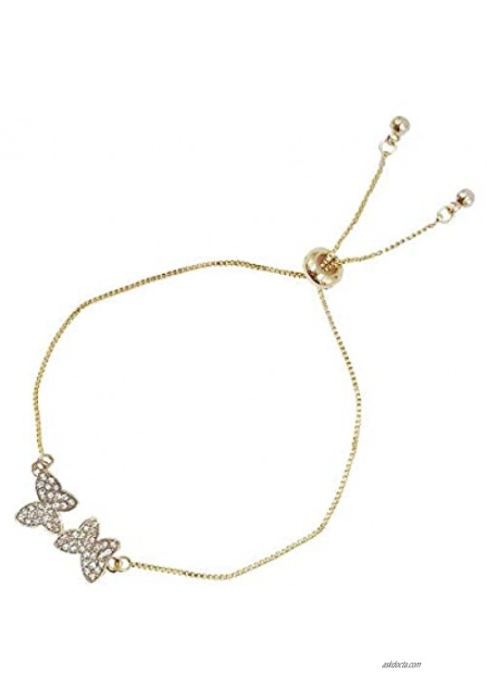 NTLX Butterfly Bracelet – Crystal Butterfly Bracelets for Women – Adjustable Size Bracelets – Genuine Rhinestone Crystals - Gift Box Included